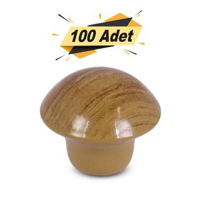 Badem10 Mantar Düğme 100 Adet Kayın Çekmece Dolap Kapak Kulpu