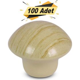 Badem10 Mantar Düğme Çam 100 Adet Çekmece Dolap Kapak Kulpu