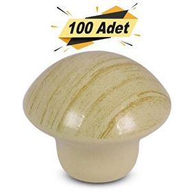 Badem10 Mantar Düğme Çam 100 Adet Çekmece Dolap Kapak Kulpu