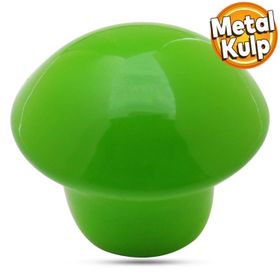 Badem10 Mantar Düğme Çekmece Bebek Çocuk Genç Odası Dolap Kapak Yeşil Metal Kulp