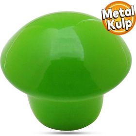 Badem10 Mantar Düğme Çekmece Bebek Çocuk Genç Odası Dolap Kapak Yeşil Metal Kulp