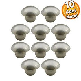 Badem10 Mantar Düğme Çekmece Dolap Kapak Krom 10 Adet Kulp