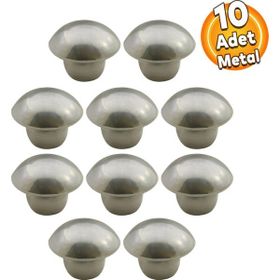 Badem10 Mantar Düğme Çekmece Dolap Kapak Krom 10 Adet Kulp
