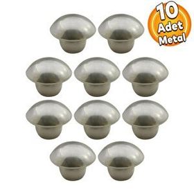 Badem10 Mantar Düğme Çekmece Dolap Kapak Krom 10 Adet Kulp