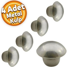 Badem10 Mantar Düğme Çekmece Dolap Kapak Krom 4 Adet Kulp