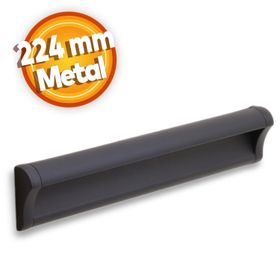 Badem10 Mat Siyah Metal 224 mm Mobilya Dolap Kapak Çekmece Kulpu