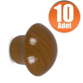 Badem10 Meşe 10 Adet Nobel Mantar Düğme Kulp Çekmece Dolap Kapak Kulbu