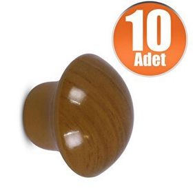 Badem10 Meşe 10 Adet Nobel Mantar Düğme Kulp Çekmece Dolap Kapak Kulbu