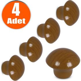 Badem10 Meşe 4 Adet Mantar Düğme Çekmece Dolap Kapak Kulbu