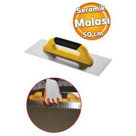 Badem10 Metal Plastik Sap Sağlam Seramik Mala 50 cm Harç Derz Sıva Yüzey Düzleştirme Saten Fugas Malası
