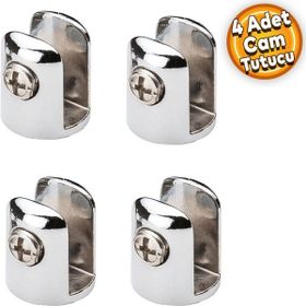 Badem10 Metal Yuvarlak Cam Etejer Menteşesi Krom Metal Vidalı 10 mm 4 Adet Raf Tutucu