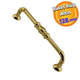 Badem10 Metax Buket Mobilya Mutfak Dolabı Çekmece Dolap Kapak Altın 128 mm Metal Kulp