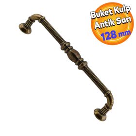 Badem10 Metax Buket Mobilya Mutfak Dolabı Çekmece Dolap Kapak Antik Sarı 128 mm Metal Kulp