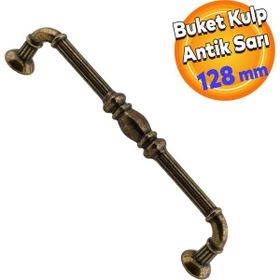 Badem10 Metax Buket Mobilya Mutfak Dolabı Çekmece Dolap Kapak Antik Sarı 128 mm Metal Kulp