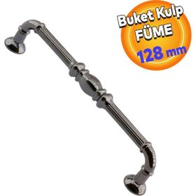 Badem10 Metax Buket Mobilya Mutfak Dolabı Çekmece Dolap Kapak Füme 128 mm Metal Kulp