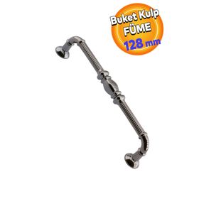 Badem10 Metax Buket Mobilya Mutfak Dolabı Çekmece Dolap Kapak Füme 128 mm Metal Kulp