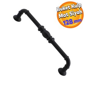 Badem10 Metax Buket Mobilya Mutfak Dolabı Çekmece Dolap Kapak Mat Siyah 128 mm Metal Kulp