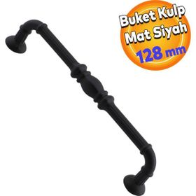 Badem10 Metax Buket Mobilya Mutfak Dolabı Çekmece Dolap Kapak Mat Siyah 128 mm Metal Kulp