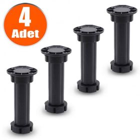 Badem10 Mobilya Dolap Ünite Tezgah Ayağı 4 Adet Ayarlanabilir 12 cm Siyah Denge Ayak