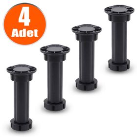 Badem10 Mobilya Dolap Ünite Tezgah Ayağı 4 Adet Ayarlanabilir 12 cm Siyah Denge Ayak