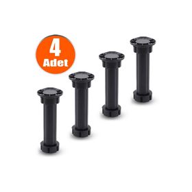 Badem10 Mobilya Dolap Ünite Tezgah Ayağı 4 Adet Ayarlanabilir 15 cm Siyah Denge Ayak