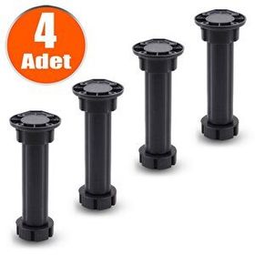 Badem10 Mobilya Dolap Ünite Tezgah Ayağı 4 Adet Ayarlanabilir 15 cm Siyah Denge Ayak