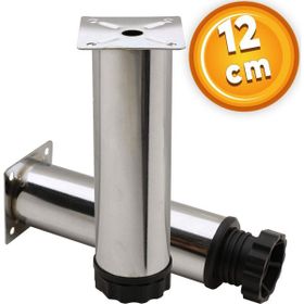 Badem10 Mobilya Kanepe Baza Koltuk Destek Ayağı Ayarlanabilir 12 cm Krom Metal Ayak