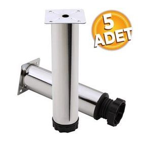 Badem10 Mobilya Kanepe Baza Koltuk Destek Ayağı Ayarlanabilir 20 cm 5 Adet Krom Metal Ayak