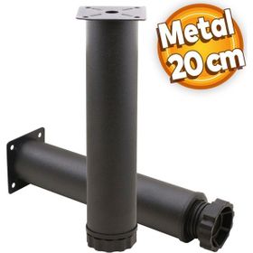 Badem10 Mobilya Kanepe Baza Koltuk Destek Ayağı Ayarlanabilir 20 cm Siyah Metal Ayak