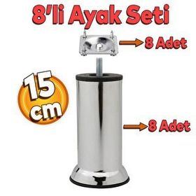 Badem10 Mobilya Kanepe Baza Koltuk Destek Ayağı M8 Civata 15 cm Krom Ayak