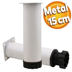 Badem10 Mobilya Kanepe Baza Koltuk Orta Destek Ayağı Ayarlanabilir 15 cm Beyaz Metal Ayak