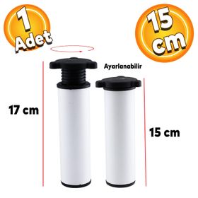 Badem10 Mobilya Kanepe Baza Koltuk Orta Destek Ayağı Ayarlanabilir 15 cm Beyaz Metal Ayak