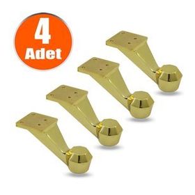 Badem10 Mobilya Kanepe Koltuk Sehpa Ünite 7 cm 4 Adet Gold Metal Baza Ayak