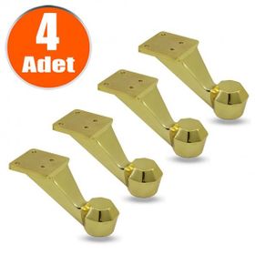Badem10 Mobilya Kanepe Koltuk Sehpa Ünite 7 cm 4 Adet Gold Metal Baza Ayak