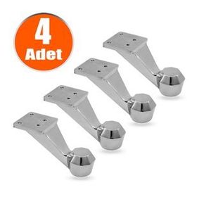 Badem10 Mobilya Kanepe Koltuk Sehpa Ünite 7 cm 4 Adet Krom Metal Baza Ayak