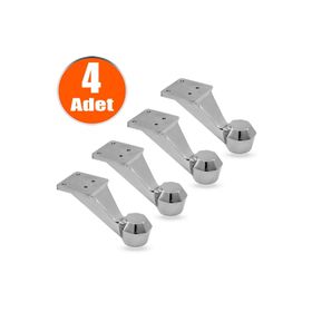 Badem10 Mobilya Kanepe Koltuk Sehpa Ünite 7 cm 4 Adet Krom Metal Baza Ayak