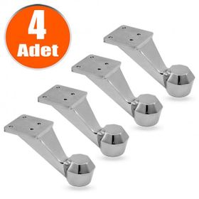 Badem10 Mobilya Kanepe Koltuk Sehpa Ünite 7 cm 4 Adet Krom Metal Baza Ayak