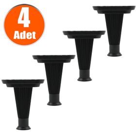 Badem10 Mobilya Kanepe Sehpa Puf Ünite Koltuk 15 cm 4 Adet Siyah Baza Ayak