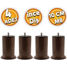 Badem10 Mobilya M8 Civata Kahverengi Metal Ayak 10 cm 4 Adet Metal Kanepe Baza Koltuk Destek Ayağı