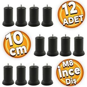 Badem10 Mobilya M8 Civata Siyah Metal Ayak 10 cm 12 Adet Metal Kanepe Baza Koltuk Destek Ayağı