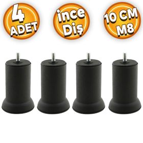 Badem10 Mobilya M8 Civata Siyah Metal Ayak 10 cm 4 Adet Metal Kanepe Baza Koltuk Destek Ayağı