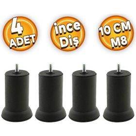 Badem10 Mobilya M8 Civata Siyah Metal Ayak 10 cm 4 Adet Metal Kanepe Baza Koltuk Destek Ayağı