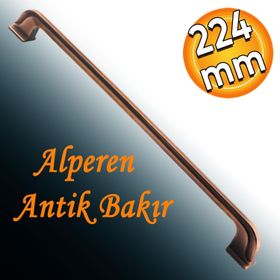 Badem10 Mobilya Mutfak Çekmece Dolap Kapak 224 mm Antik Bakır Metal Kulp