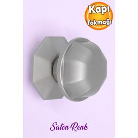 Badem10 Nikel Saten Metal Kristal Kapı Tokmağı