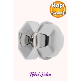 Badem10 Nikel Saten Metal Kristal Kapı Tokmağı