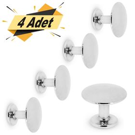 Badem10 Nobel Düğme Çekmece Dolap Kapak 4x Kulbu Krom Metal Daire Kulp