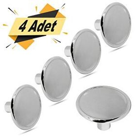 Badem10 Nobel Düğme Çekmece Dolap Kapak 4x Kulbu Krom Metal Daire Kulp