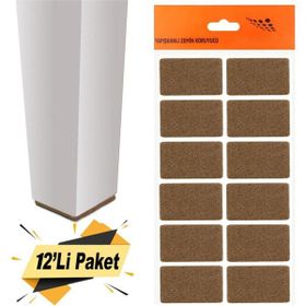 Badem10 Nobel Masa Sandalye Parke Zemin Koruyucu Yapışkanlı Dikdörtgen 35x55 mm 12'li Paket Keçe