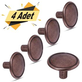 Badem10 Nobel Metal Antik 4 Adet Düğme Daire Çekmece Dolap Kapak Kulbu