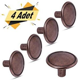 Badem10 Nobel Metal Antik 4 Adet Düğme Daire Çekmece Dolap Kapak Kulbu